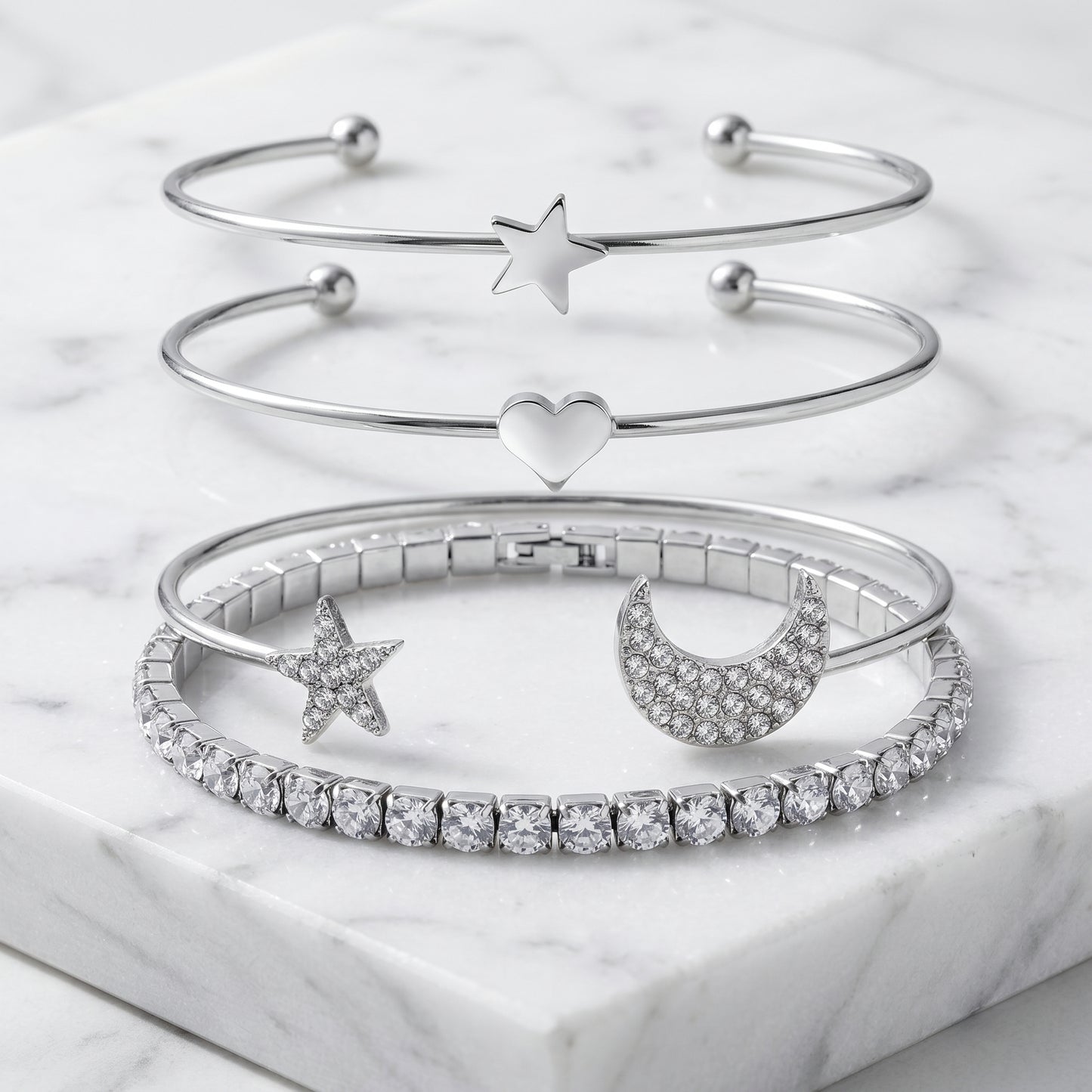 Set Bracelets Lune & Étoiles — Doré
